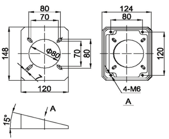 XJ5575機(jī)床吊臂箱組件-15度斜面連接件圖紙