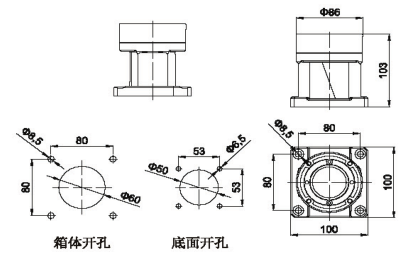  XJ4460懸臂箱配件-可旋轉底座設計圖紙